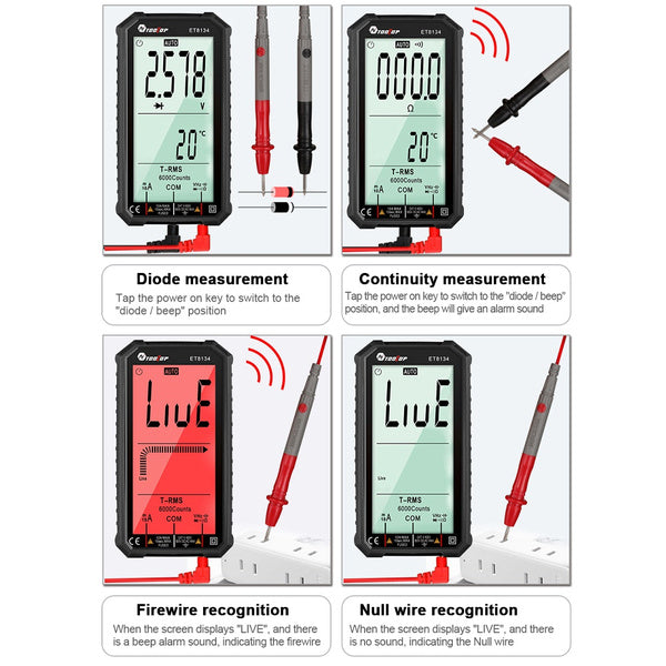 ANENG 4.7-Inch LCD Display 6000 Count AC/DC Digital Multimeter Batteries & Electrical - DailySale