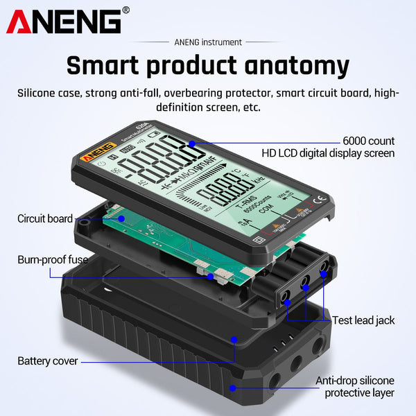 ANENG 4.7-Inch LCD Display 6000 Count AC/DC Digital Multimeter Batteries & Electrical - DailySale