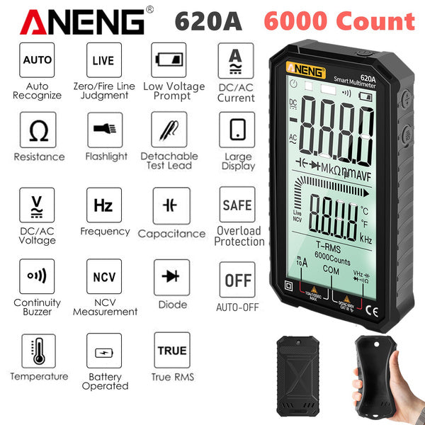 ANENG 4.7-Inch LCD Display 6000 Count AC/DC Digital Multimeter Batteries & Electrical - DailySale