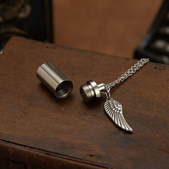 Angel Wings Stainless Steel Ashes Necklace Necklaces - DailySale