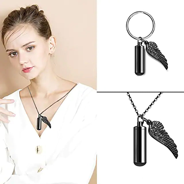 Angel Wings Stainless Steel Ashes Necklace Necklaces - DailySale