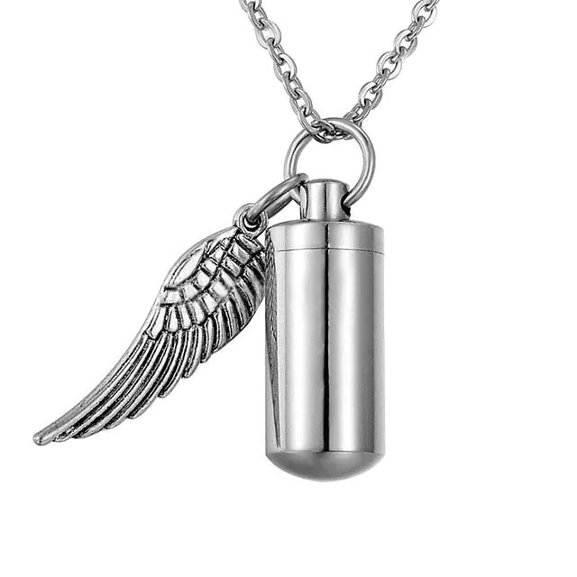 Angel Wings Stainless Steel Ashes Necklace Necklaces Silver - DailySale