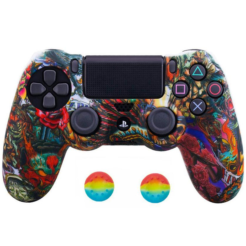 Anti-slip PS4 Silicone Cover & Thumb Grip Set Video Games & Consoles Tattoo Sleeve - DailySale