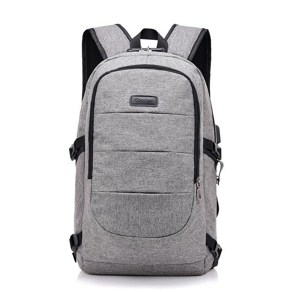 Anti Theft Waterproof Classic Backpack with USB Charging Port and Headphone Interface Bags & Travel Gray - DailySale