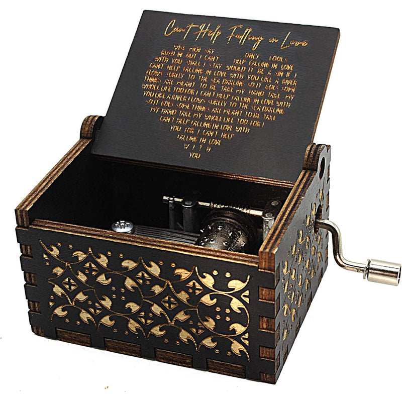 Antique Engraved Musical Box Can't Help Falling in Love Everything Else Black - DailySale