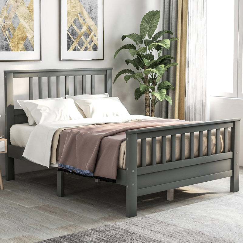 Anysun Full Size Bed Frame Solid Wood Platform Bed with Headboard for Kid's