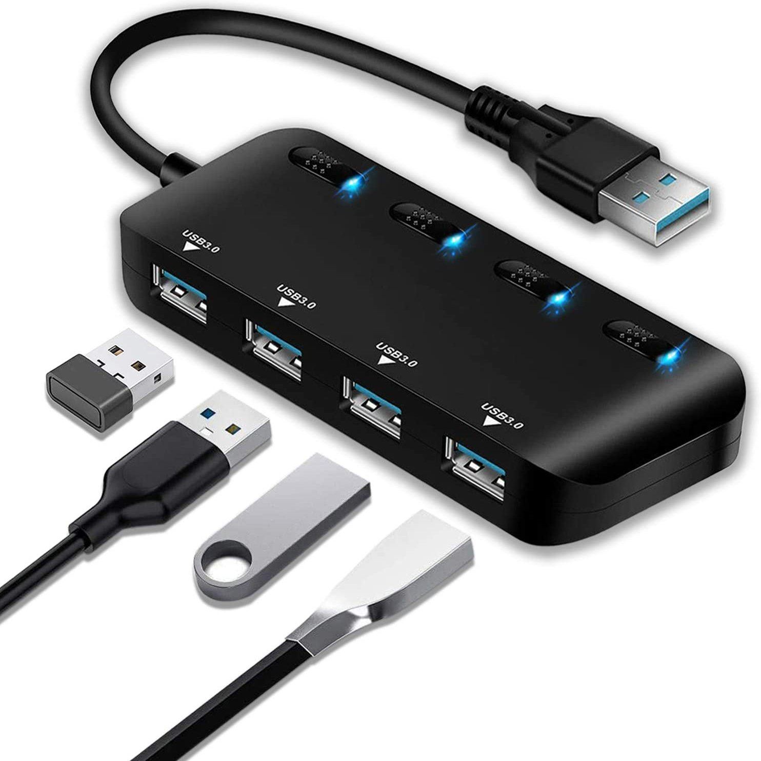 APANAGE 4-Port Powered USB 3.0 Hub Splitter Computer Accessories - DailySale