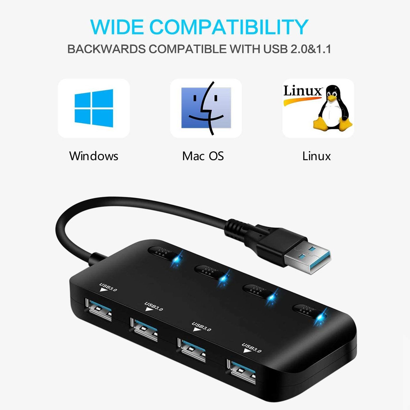 APANAGE 4-Port Powered USB 3.0 Hub Splitter Computer Accessories - DailySale