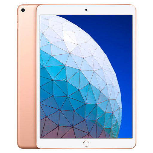 Front and back of Apple iPad Air 3 10.5" Wi-Fi + Cellular 4G LTE (Refurbished) shown in gold, available at Dailysale