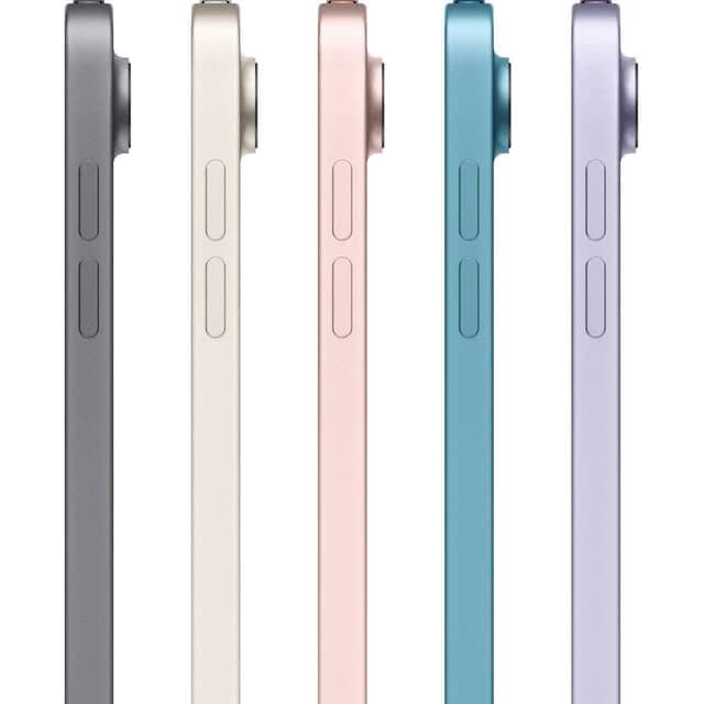 Side views of Apple iPad Air 5th Gen (2022) WiFi (Refurbished), shown in assorted colors