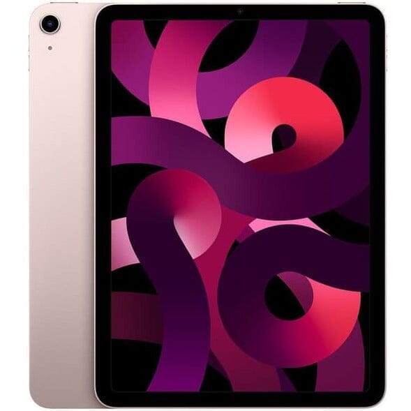 Front and back views of Apple iPad Air 5th Gen (2022) WiFi (Refurbished), shown in pink