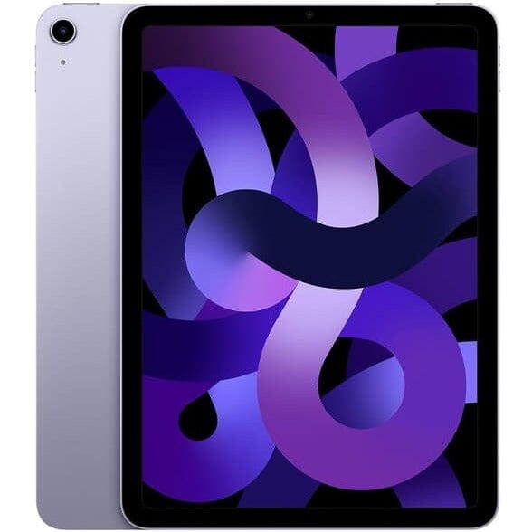 Front and back views of Apple iPad Air 5th Gen (2022) WiFi (Refurbished), shown in purple