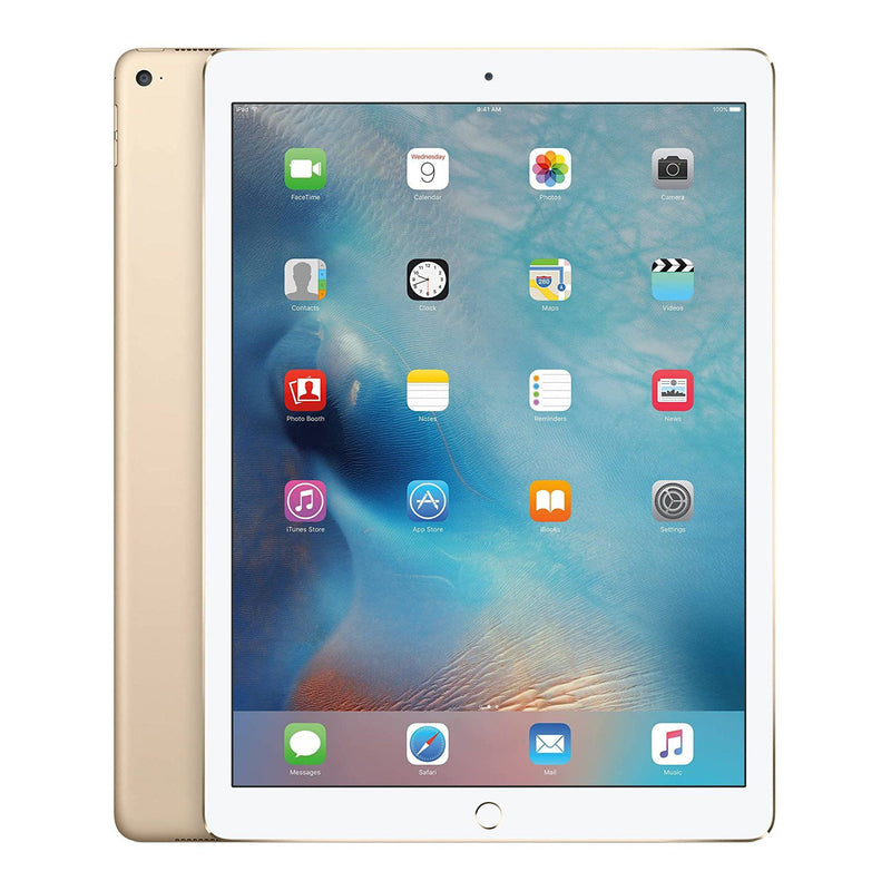 Gold Apple iPad Pro 9.7" Tablet Wi-Fi (Refurbished), front and back views