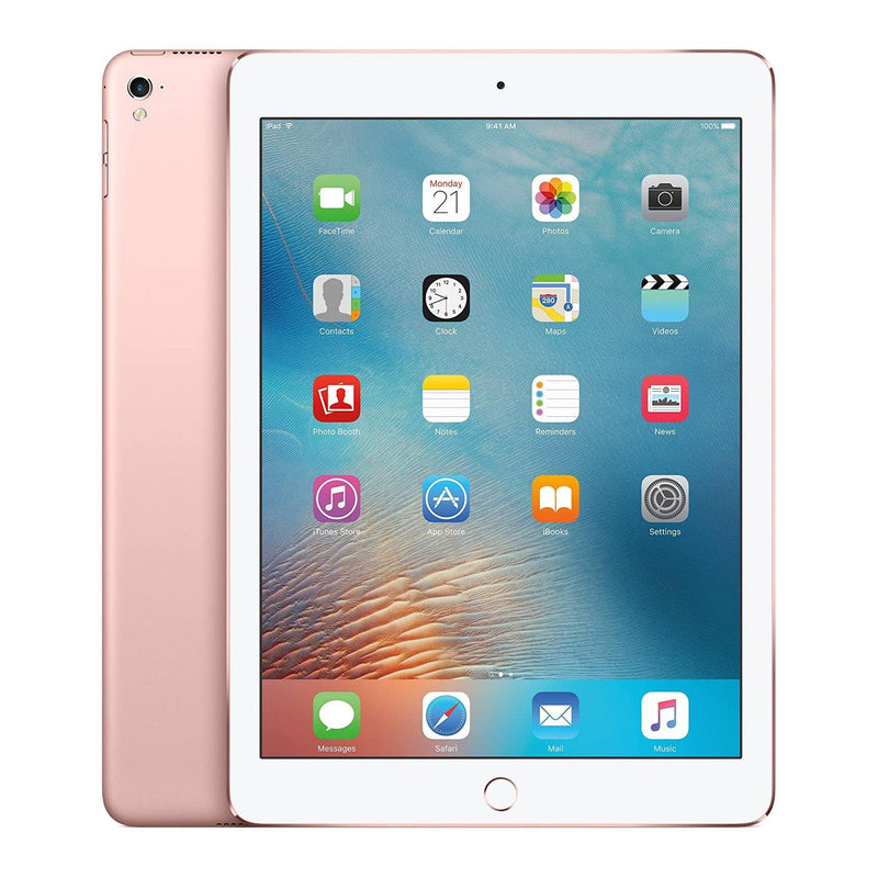 Pink Apple iPad Pro 9.7" Tablet Wi-Fi (Refurbished), front and back views