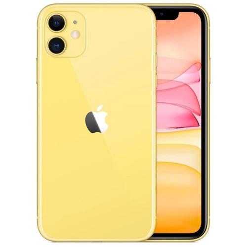 Front and back of Apple iPhone 11 - Fully Unlocked (Refurbished) shown in yellow, available at Dailysale