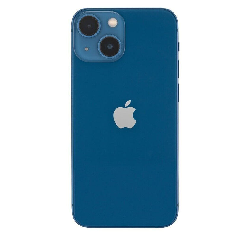 Back of Apple iPhone 13 Mini 256GB - Verizon AT&T T-Mobile GSM Factory Unlocked shown in blue