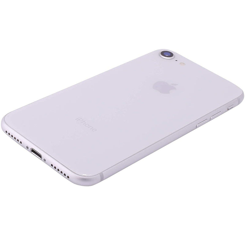 Back view of a silver Apple iPhone 8 for AT&T Cricket & H2O (Refurbished) landing down