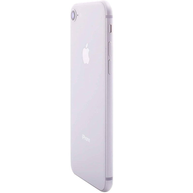 Left standing back view of a silver Apple iPhone 8 for AT&T Cricket & H2O (Refurbished)