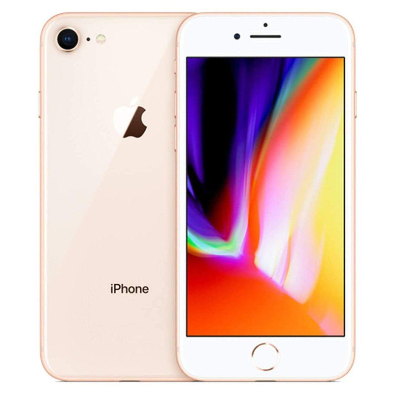 Front and back view of a gold Apple iPhone 8 for AT&T Cricket & H2O (Refurbished)