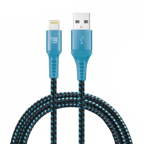 Apple MFi Certified Colorful Rainbow Lightning Cables for iPhone and iPad Mobile Accessories 4ft Aqua - DailySale