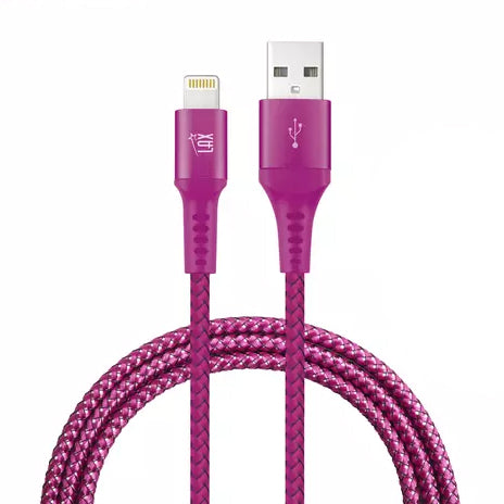 Apple MFi Certified Colorful Rainbow Lightning Cables for iPhone and iPad Mobile Accessories 6ft Magenta - DailySale