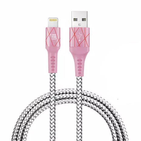 Apple MFi Certified Colorful Rainbow Lightning Cables for iPhone and iPad Mobile Accessories 6ft Pink - DailySale