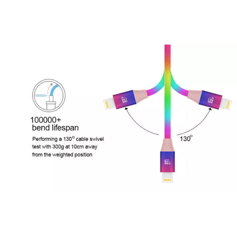 Apple MFi Certified Colorful Rainbow Lightning Cables for iPhone and iPad Mobile Accessories - DailySale