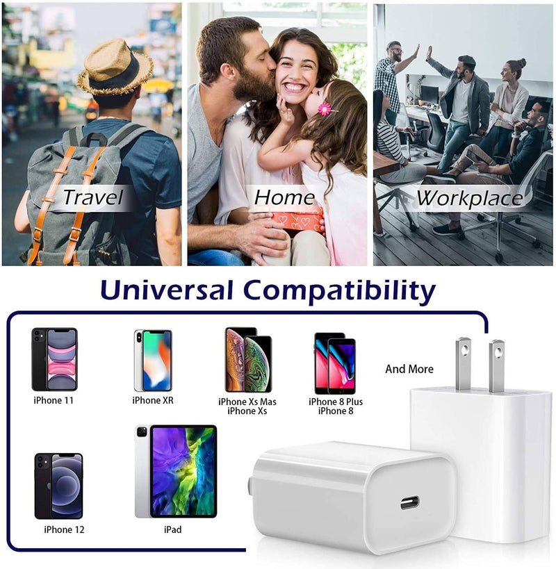 Apple MFi Certified Veetone 20W PD Type C Power Wall Charger Travel Plug with 6FT USB C to Lightning Quick Charge Sync Cable Mobile Accessories - DailySale