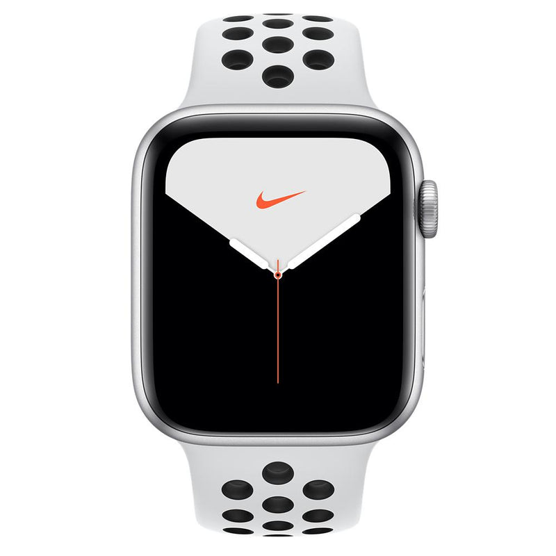 Apple Watch Nike Series 5 (GPS) 44mm Silver Aluminum Case with Pure Platinum/Black Nike Sport Band Smart Watches - DailySale