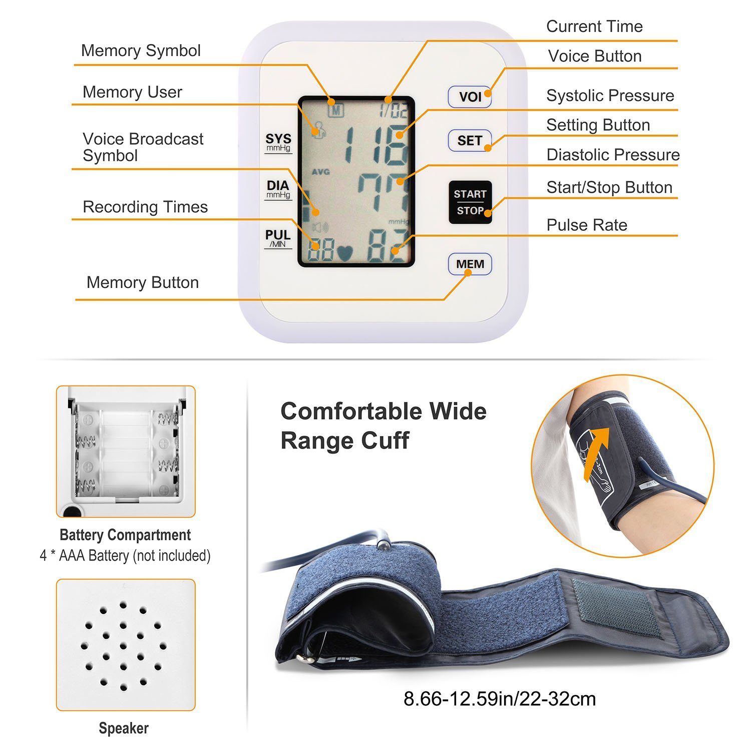 Arm Blood Pressure Monitor with Adjustable Cuff Wellness - DailySale