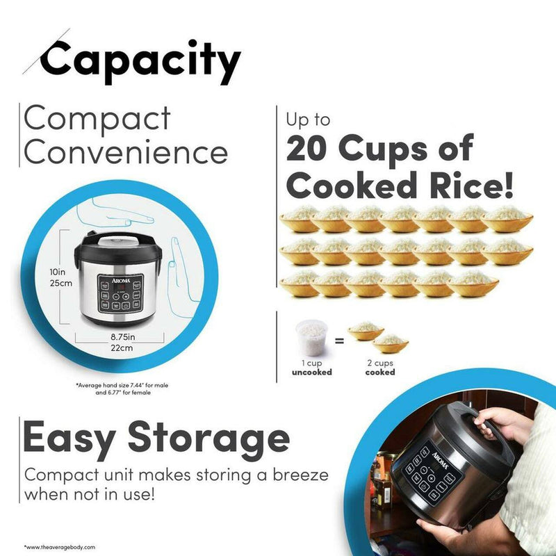 Aroma 20-Cup Digital Rice Cooker and Food Steamer Kitchen & Dining - DailySale