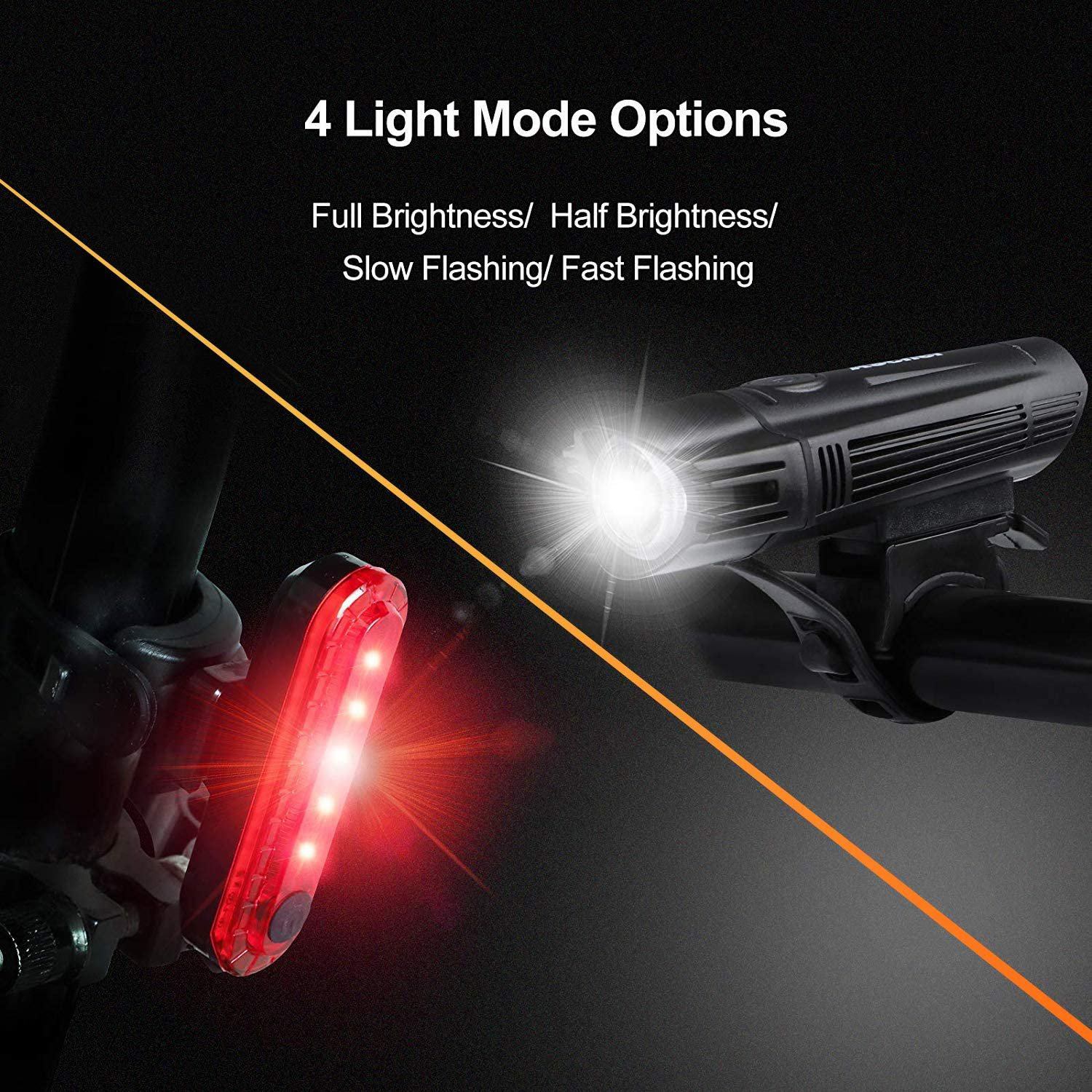 Ascher Ultra Bright USB Rechargeable Bike Light Set Sports & Outdoors - DailySale