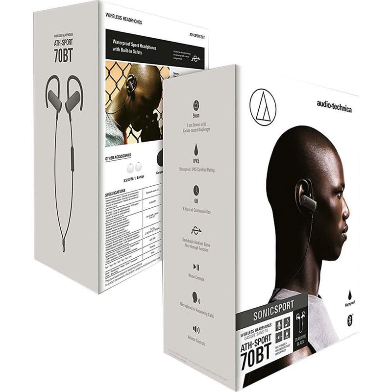 Audio-Technica ATH-SPORT50BTBK SonicSport Bluetooth Wireless In-Ear Headphones Headphones & Audio - DailySale