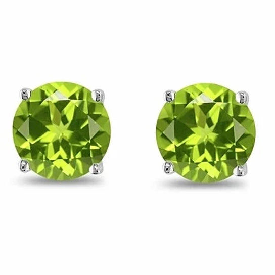 August Birthstone Peridot 925 Sterling Silver Round Cz Stud Earring Earrings - DailySale