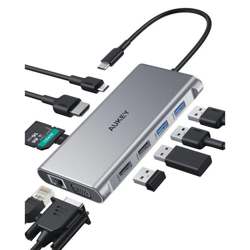 AUKEY 10 in 1 USB C Hub with 4K HDMI & VGA Computer Accessories - DailySale