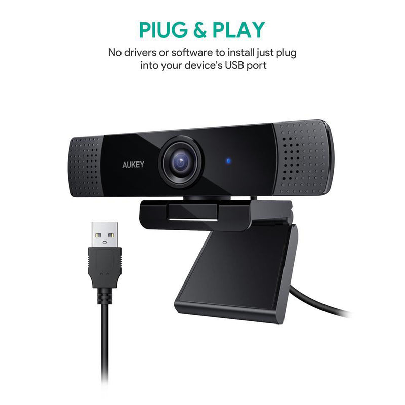 AUKEY 1080P Webcam with Dual Noise Reduction Stereo Microphones Computer Accessories - DailySale