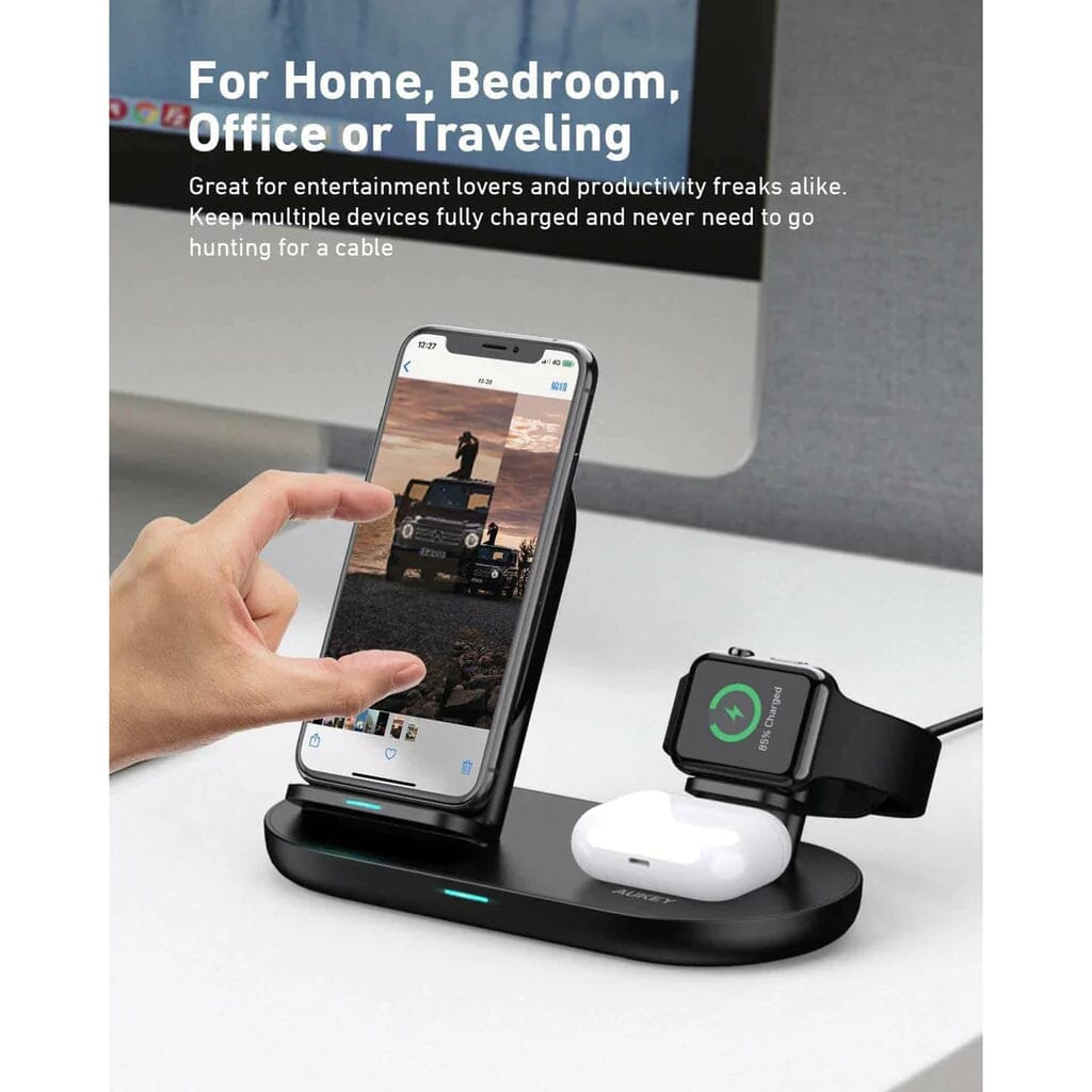 AUKEY 3-in-1 Wireless Charger Black Mobile Accessories - DailySale