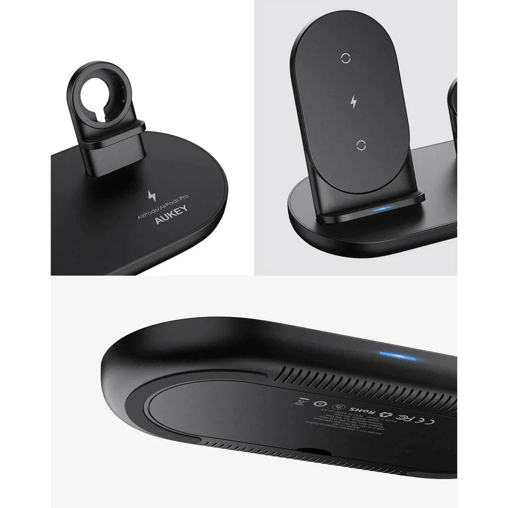 AUKEY 3-in-1 Wireless Charger Black Mobile Accessories - DailySale