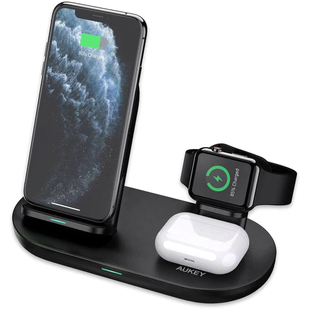 AUKEY 3-in-1 Wireless Charger Black Mobile Accessories - DailySale