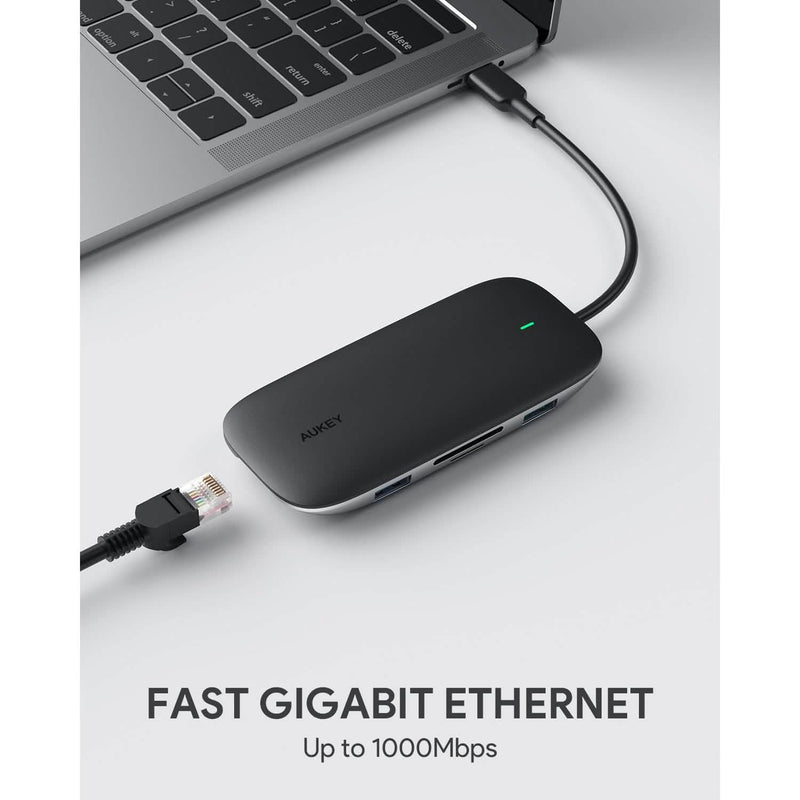AUKEY CBC71 8 in 1 USB C Hub with Ethernet Port Computer Accessories - DailySale