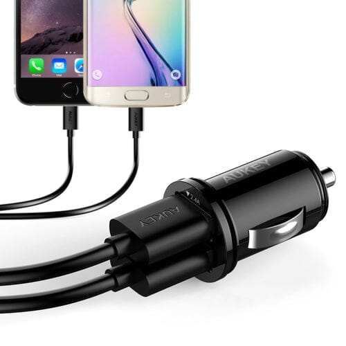 Aukey Universal True AiPOWER 24W 4.8A Dual Port Car Charger (Refurbished) Automotive - DailySale