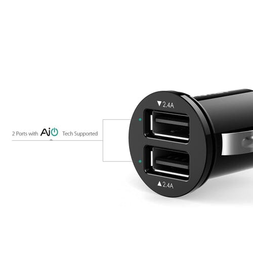 Aukey Universal True AiPOWER 24W 4.8A Dual Port Car Charger (Refurbished) Automotive - DailySale