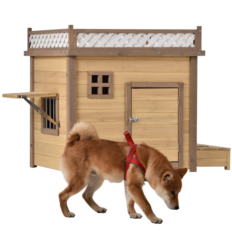 Aukfa 39.4” Wooden Dog House Puppy Shelter Kennel Outdoor & Indoor Dog Crate Pet Supplies - DailySale