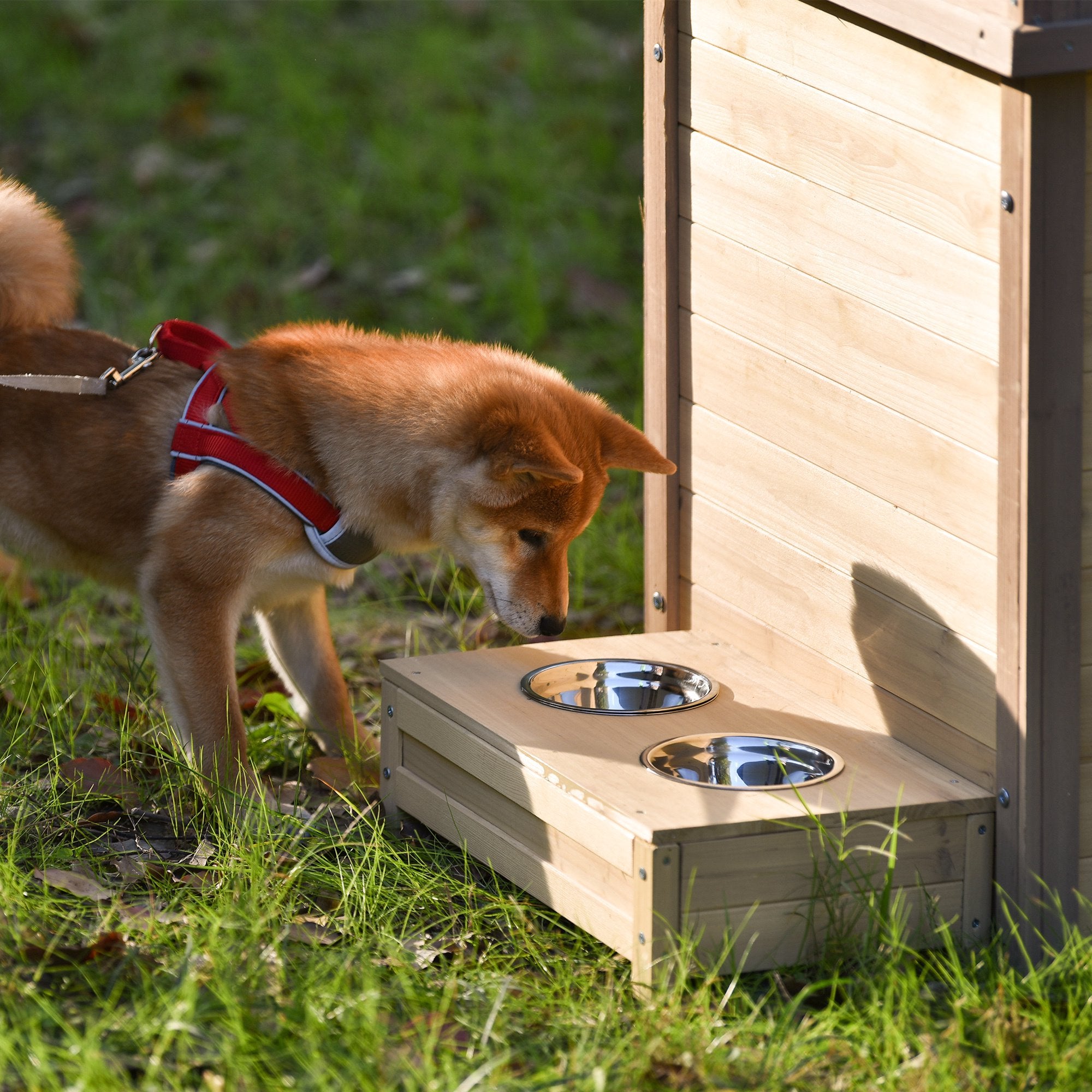 Aukfa 39.4” Wooden Dog House Puppy Shelter Kennel Outdoor & Indoor Dog Crate Pet Supplies - DailySale