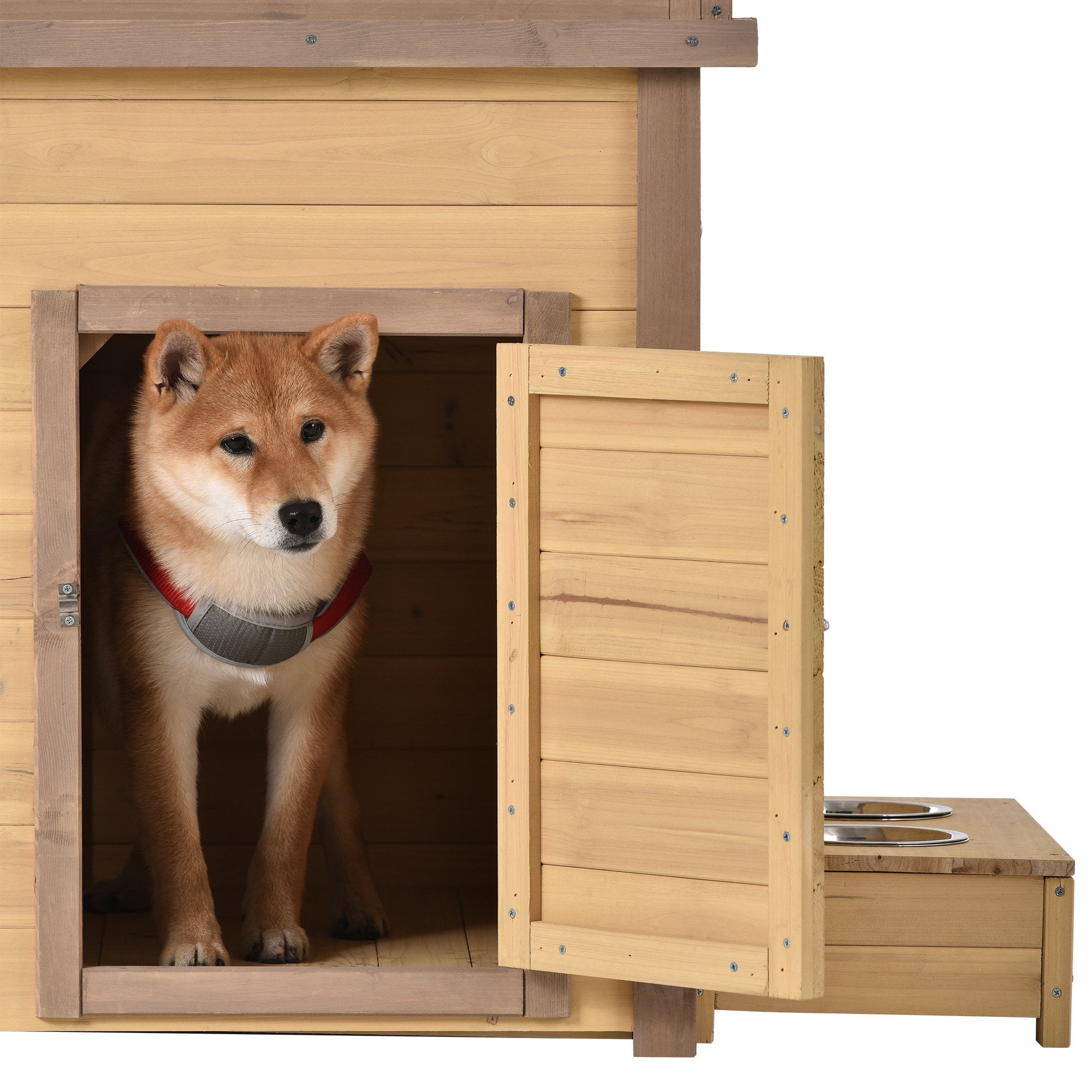 Aukfa 39.4” Wooden Dog House Puppy Shelter Kennel Outdoor & Indoor Dog Crate Pet Supplies - DailySale