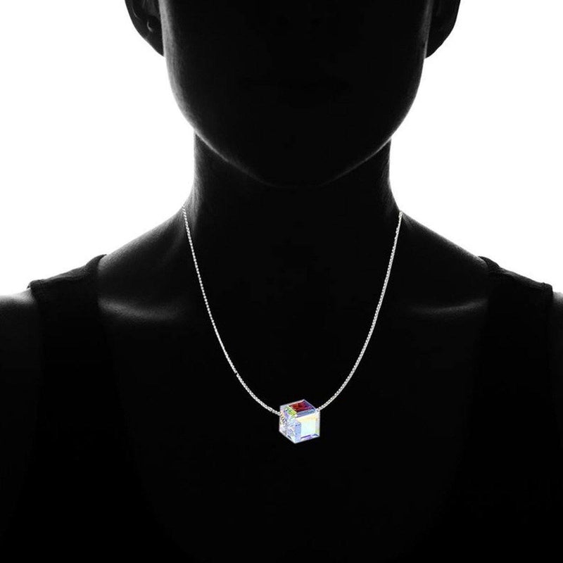 Aurora Borealis Crystal Cube Necklace Made with Swarovski Crystal Jewelry - DailySale