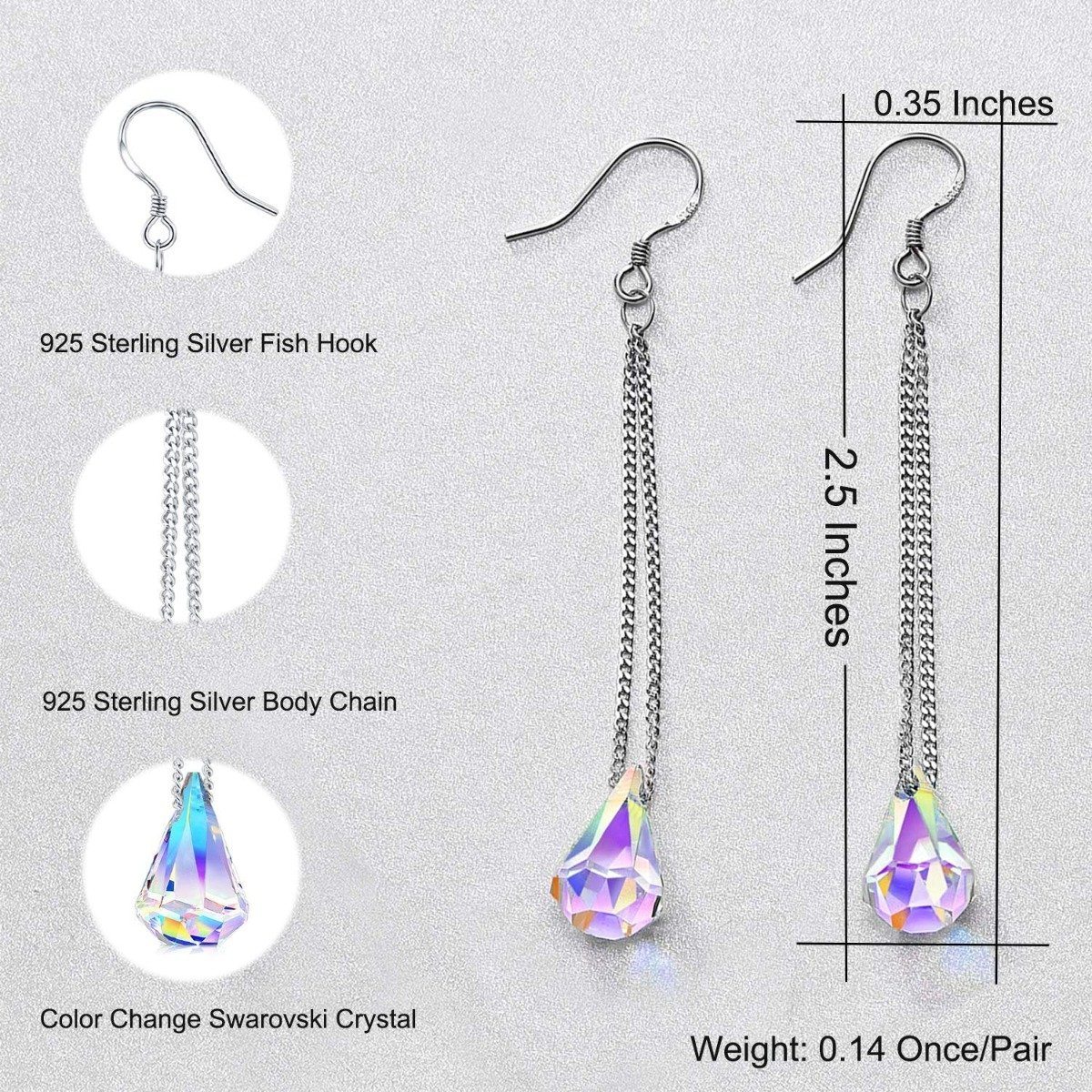 Aurora Borealis Crystal Drop Earrings Made with Swarovski Elements Jewelry - DailySale