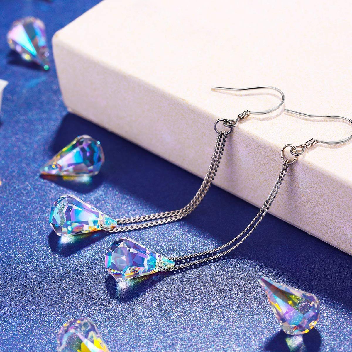 Aurora Borealis Crystal Drop Earrings Made with Swarovski Elements Jewelry - DailySale