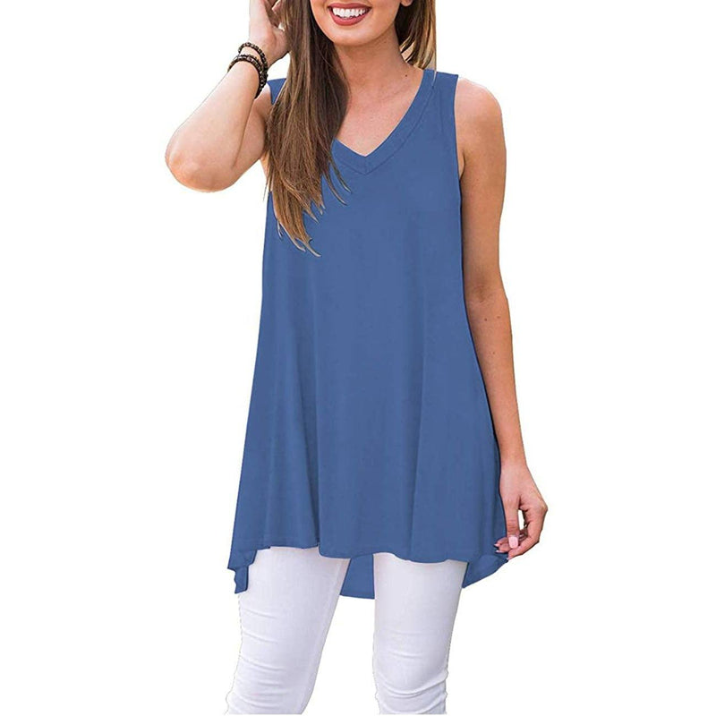 Women's Summer Casual Sleeveless V-Neck T-Shirt Tunic Blouse Tank Tops