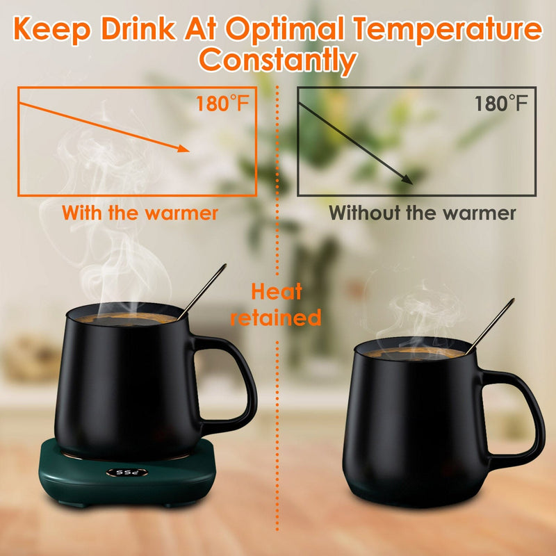 Coffee Mug Warmer - Plate and Mug - Black- Wireless Charger